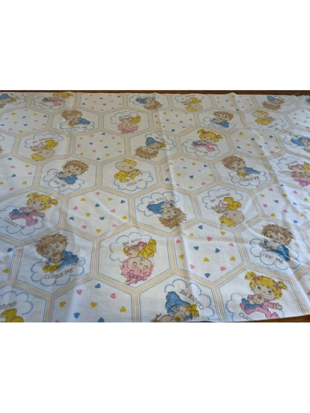 Vintage Hallmark Cards Baby Receiving Blanket 80s Cuddle Me Love Me Hugga Bunch